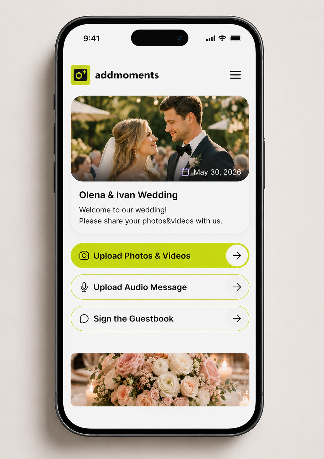 Upload Interface mobile mockup