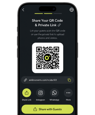 Share QR Code screen mobile mockup