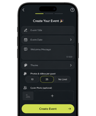 Create Event screen mobile mockup
